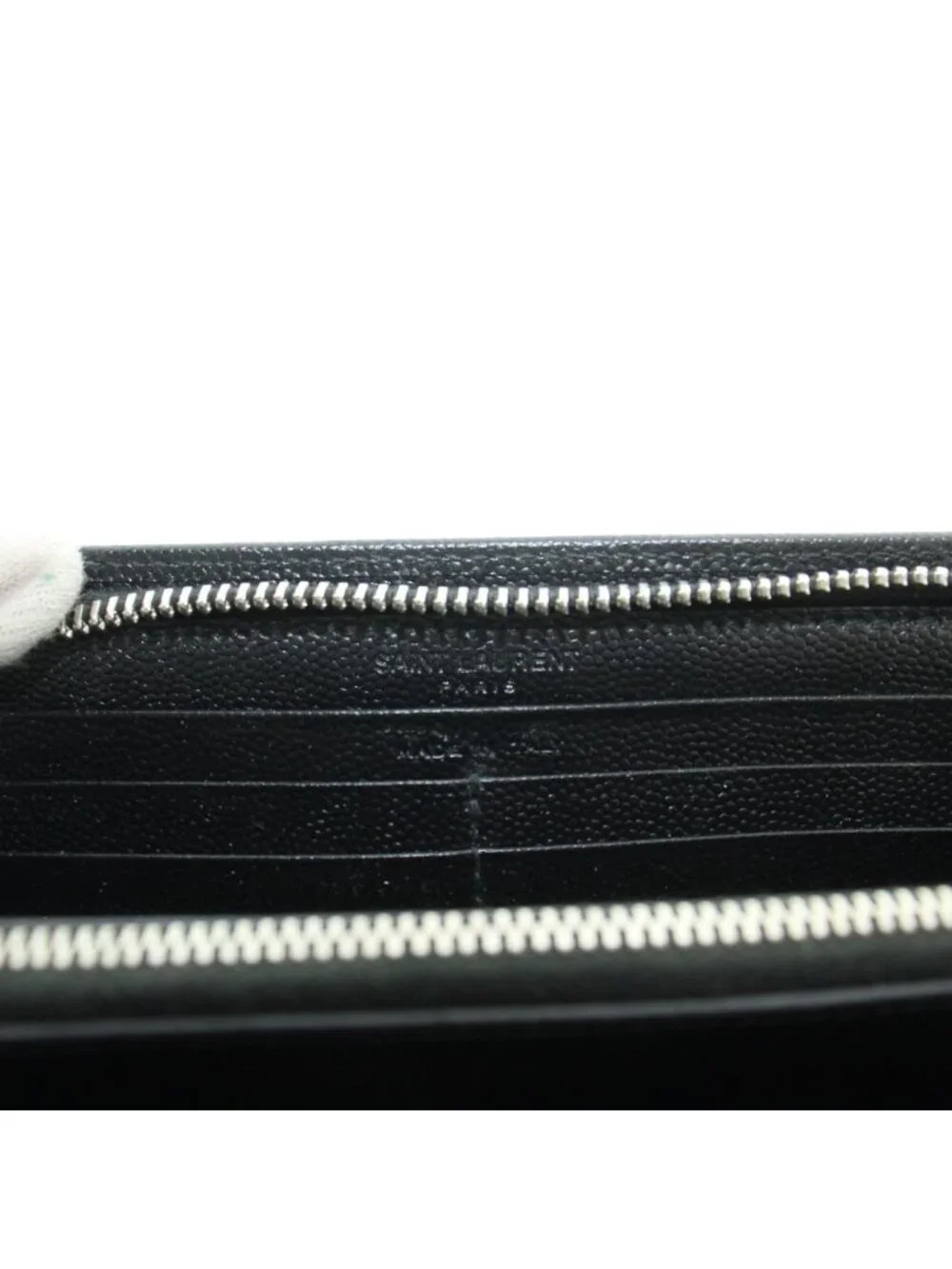 Saint Laurent Paris Wallet Logo Leather Zip Around Black - Picture 7 of 9